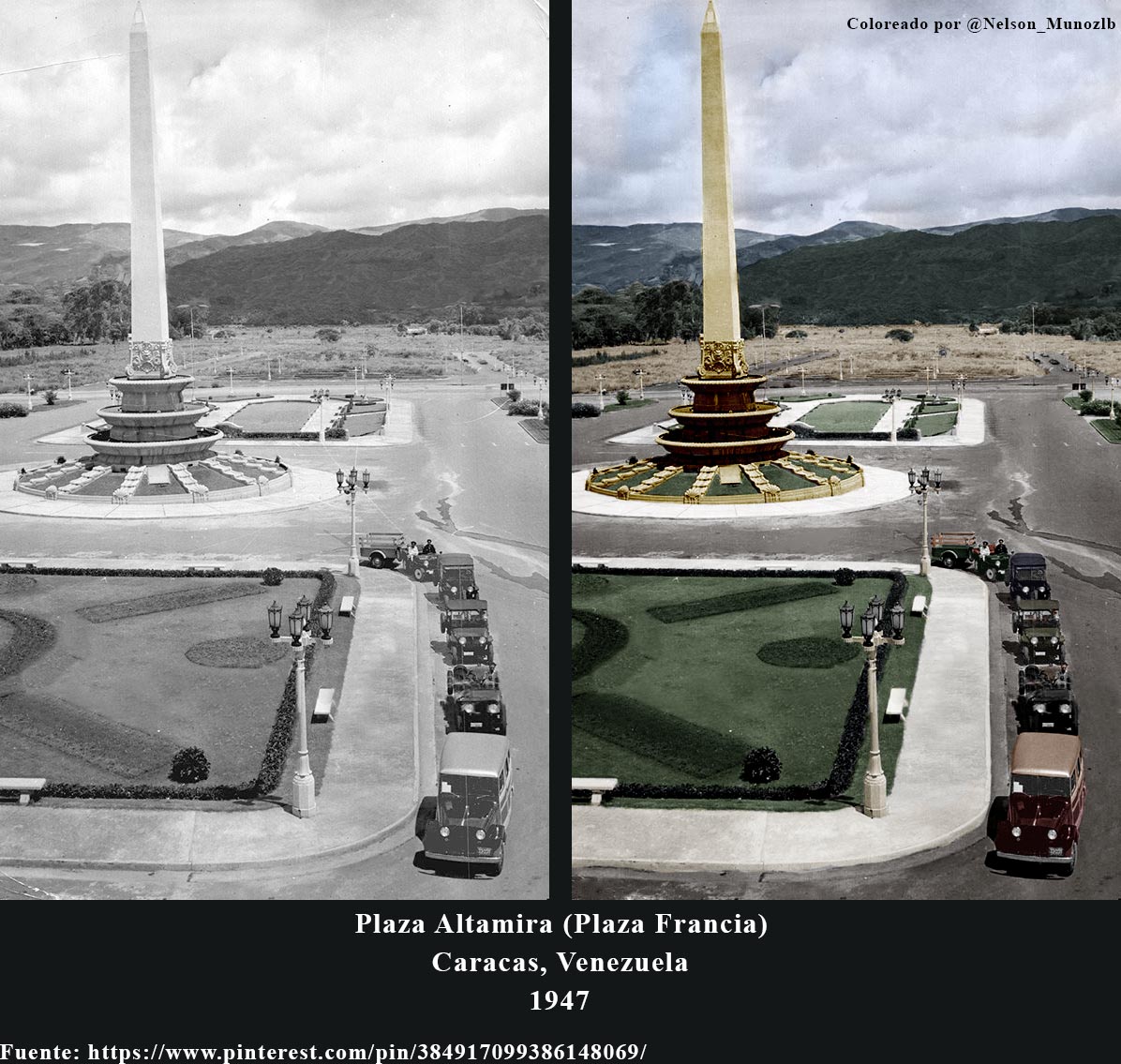 Fotos coloreadas de la Plaza Francia de Altamira