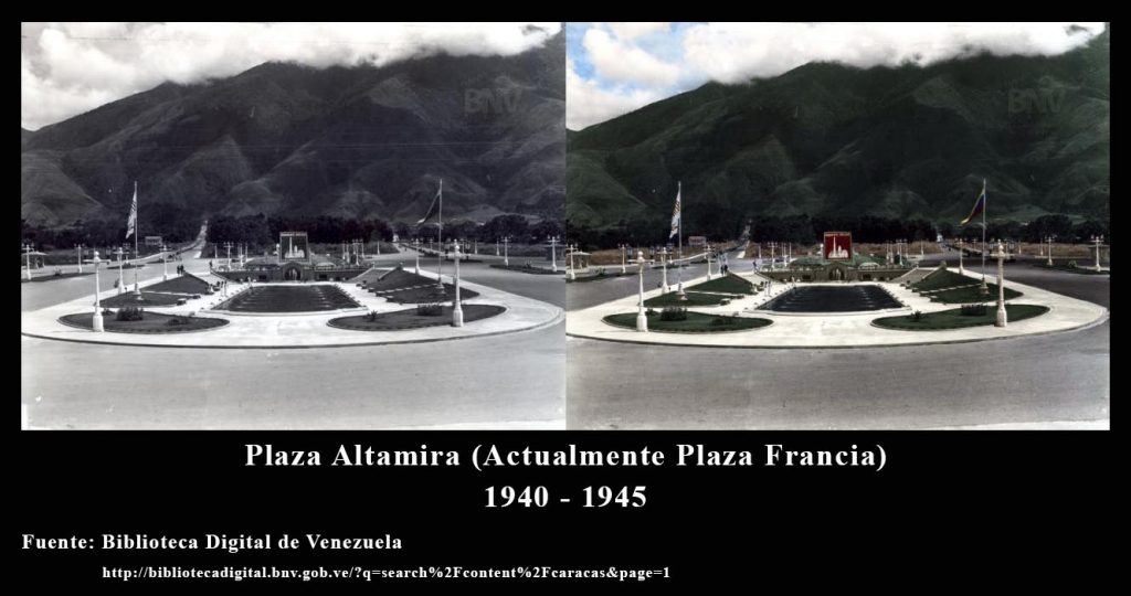 Fotos coloreadas de la Plaza Francia de Altamira