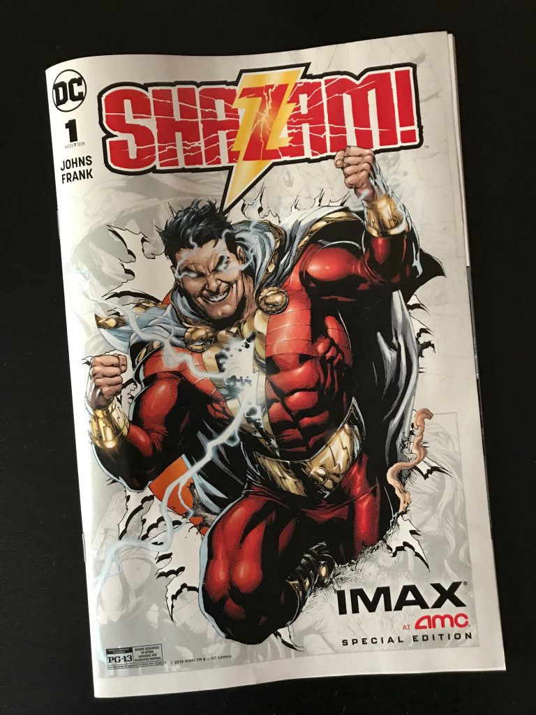 Portada del cómic de Shazam #1 de 2013, en su edición especial de la cadena de cine AMC por el estreno de la película. Foto de https://thedigitalquestioner.com