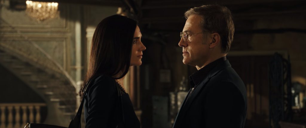 Christoph Waltz and Jennifer Connely in Alita: Battle Angel (2019)