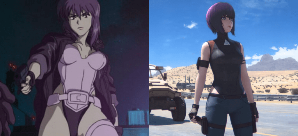 Comparativa de Motoko Kusanagi en SAC original y SAC_2045